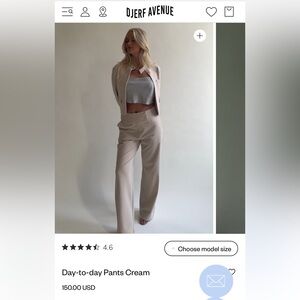 Djerf Avenue Day-to-Day Cream Pants (Small) - WORN ONCE